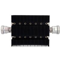 Fairview SA6DFDF100W-10 10 dB Fixed Attenuator 7/16 Female To 7/16 Female Directional Up To 6 GHz Rated To 100 Watts With Black Aluminum Heatsink Body