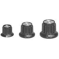 APEM MPKA50B1/4 Cylindrical Knob with Skirt Control knob ribbed wht line indctr-skrt