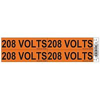 HellermannTyton 596-00932 Labels Voltage Marker, 1.125" x 4.25", 208 Volts, Vinyl, Orange, 4/card, 50 cards/pkg