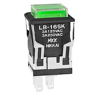 NKK Switches LB16SKW01-5F24-JF Pushbutton Switches ON-ON SQ BLACK 24V GRN LED CLR/GRN CAP
