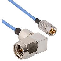 Amphenol SV Microwave FQSMPM-047-MRSMA-060 RF Cable Assemblies SMPM F QB to SMA R/A M 6"Cable