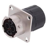 Amphenol SINE Systems RT00122SNHEC Connectors Receptacle, Square Flange, 3 Position, Female, Shell Size 12, and End Cap with Individual Wire Sealing