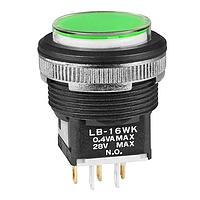 NKK Switches LB16WKG01-5F-JF Pushbutton Switches SPDT ON-ON GRN Au PNL SEAL BLK HOUSING