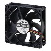 Sanyo Denki 9A0948S4D01 Axial DC Axial Fan, 92x92x25mm, 48VDC, Ball Bearing, Lead Wires, Locked Rotor Sensor