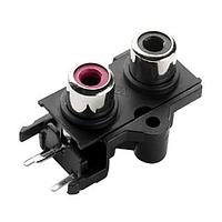 Same Sky (formerly CUI Devices) RCJ-2244 PCB Mount Jack RCA jack, 2P, 1 x 2, horizontal, through hole, YL/YL