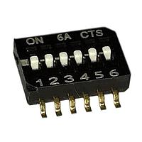 CTS Electronic Components 218-6LPSR DIP Switches SURFACE MOUNT, GOLD,  HALF-PITCH DIP SWITCH, 6-POLE, LOW PROFILE ACTUATOR, BOTTOM SEAL, REEL