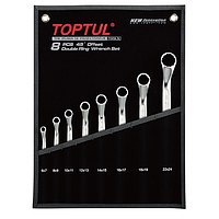 TOPTUL GPAH0802 45° Offset Double Ring Wrench Set (8 pcs, 6-24mm)