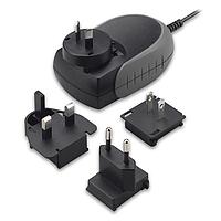 Cincon TRG30RA120V-01E03-GY-BK-Level-VI Interchangeable Plugs Switching Adapter, Level VI, Wallmount, 30 Watt, 90-264VAC Input, 12VDC Output, 5.5x2.1x12mm, Right Angle, 61.98mm Grey Case, DC Cable 1800mm