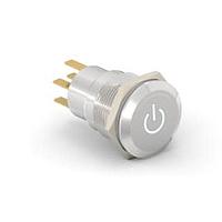 Alcoswitch - TE Connectivity 4-2213766-4 Pushbutton Switches AV19 DPM 0.4VA POWER LED WHITE 24V