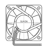 Sunon PMD1206PKV1-A.GN Axial Axial Fan, 60x60x20mm, 12VDC, 27.5CFM, 0.28"H2O, Vapo, Wire, Auto Restart
