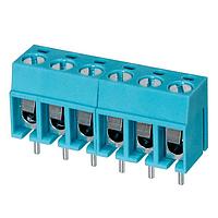 Same Sky (formerly CUI Devices) TB001-500-06BE Fixed Terminal Blocks Terminal block, screw type, 5.00, horizontal, 6 poles, CUI Blue, slotted screw, PCB mount