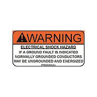 Panduit PPS0204WL6-L Warning: Electrical Shock Hazard If A Ground Fault Is Indicated with Caution Symbol Solar Label, 2.00" H x 4.00" W, Warning