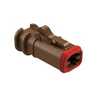 Amphenol SINE Systems AT06-4S-OMRDBRN Automotive Connectors 4 Position Overmolded Plug, Socket, Reduced Seal, Brown