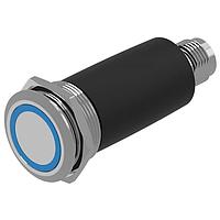 EAO 82-6657.2124 Anti-Vandal Illuminated pushbutton.maintained.22mm.stainless steel SUS 316L.flush/flat.ring illumination Tritan.blue 24VDC.Ag.M12 Connector