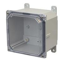 Hammond Manufacturing PCJ664CC Screw Cover Polycarb 6X6X4 Lift Off Clr w/Feet