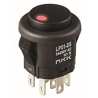 NKK Switches LP0115CMKW01A/CUL Pushbutton Switches SPDT ON-(ON) 3A BLK LP01 SERIES