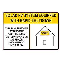 HellermannTyton 596-00888 Solar Label Solar Label, Reflective, SOLAR PV SYSTEMSHUTDOWN, 6.0" x 4.0", VL, Yellow, 10/pkg