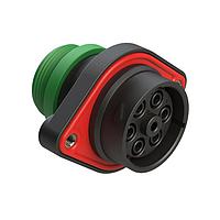 Amphenol SINE Systems AHDP02-24-07SN-STA Connectors 7 Position Panel Mount Receptacle, Socket, Shell Size 24, Normal Diameter Seal (Green), Small Thread Adapter