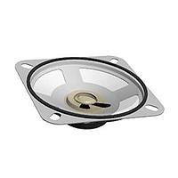 Same Sky (formerly CUI Devices) GF0776M Electromagnetic speaker, 77 mm square, 24 mm deep, PET, ferrite, 1 W, 8 ?, 360 Hz, solder eyelets
