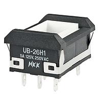 NKK Switches UB26NBKW015F Pushbutton Switches RECT W/BARIER ON-ON GRN LED SLDR NO CAP