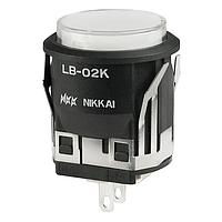 NKK Switches LB02KW01-5F05-JB LED Rnd w/Blk, Wht Diff Grn LED w/5V resist