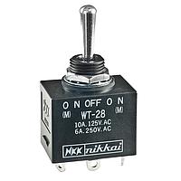 NKK Switches WT28S Environmentally Sealed Toggles DPDT (ON)-OFF-(ON) Solder Lug Pnel Mnt