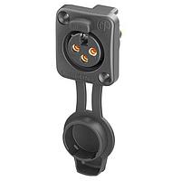NEUTRIK NC3FDXX-TOP Connectors RECP airtight series 3 pole female - solder - black/gold, front mount, with cap
