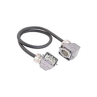 HARTING 20871463002100 Heavy Duty Power Connectors Han 6E Power Cable Assembly, Single Lever Metal Hoods, Side Entry, Male/Female Double Ended, UL2237 Listed, 1.0m