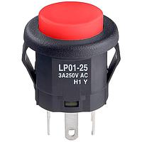 NKK Switches LP0125CMKW015CB Pushbutton Switches DPDT ON-(ON) 3A RED ILLUM SNAP-IN MOUNT