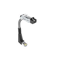 Amphenol Canada DRPC425004B40 Modular Connectors / Ethernet Connectors Cable, Cat6A, Industrial RJ45, 45 deg  left exit to R/A standard RJ plug (40mm), 24AWG, 0.5m, 50u gold