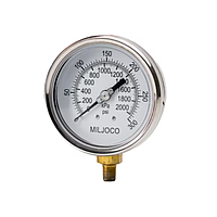 Miljoco P4098LY02-SS Pressure Gauge (0-15psi/0-100kPa; 0.01; 1/4" NPT)