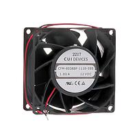 Same Sky (formerly CUI Devices) CFM-8038BF-1110-595 DC Fans dc axial fan, 80 mm square, 38 mm, 12 Vdc, ball, 11000 RPM, 84.28 CFM