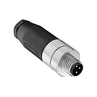 Banner Engineering BFW-M8M3-4X M8 Field Wireable Connectors Field Wireable: M8; 3-pin Straight Male; 24 AWG 3.5-5 mm Cable Range; Screw Terminal; PA+GF Black Body; Nickel-Plated Brass Coupling Nut