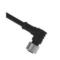 Banner Engineering MQDC1-506RA Sensor Cables / Actuator Cables Cordset: Single Ended A-Code M12; 5-pin Right-Angle Female Connector; 2 m (6.56 ft) Black PVC Jacket; Nickel-Plated Brass Coupling Nut