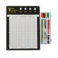 Twin Industries TW-E41-1060 Breadboards / Protoboards Solderless Breadboard 5.6" x 6.5"; 3 terminal strips with 630 tie points each, 5 distribution strips with 100 tie points each, and 4 terminal posts.  Also includes 140 piece wire kit