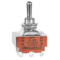 NKK Switches S38 Medium capacity standard size toggles 3PDT (ON)-OFF-(ON)