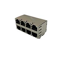 Adam Tech MTJG-8-88JX1-FSG-PG Modular Connectors / Ethernet Connectors 8P8C 8 PORT TYPE JX SHIELD GRND TAB BLK