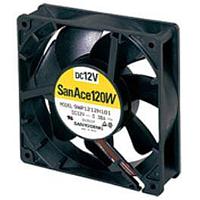Sanyo Denki 9WP1212L1011 Axial DC Axial Fan, 120x120x38mm, 12VDC, 57.2CFM, Splash Proof, Ribless, Tach, IP68