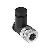 Banner Engineering BFW-M12F8A-8X Field Wireable Connector Field Wireable: M12; 8-pin Right Angle Female; 22 AWG 6-8 mm Cable Range; Screw Terminal; PA+GF Black Body; Aluminum Alloy Coupling Nut