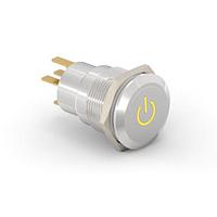 Alcoswitch - TE Connectivity 3-2213766-2 Pushbutton Switches AV19 SPL 0.4VA POWER LED YELLOW 24V