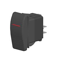 Carling Technologies V1D1B60B-CMC00-000 Sealed Rocker Switch 1-pole, ON - None - OFF, 20A 12VDC not HP rated, Illuminated, Sealed Contura III Rocker Black Switch with Red Lens and .250 Tab (Q.C.), 8 Terminal base