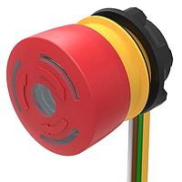 EAO 84-5221.2B40 Safety Switches E-Stop Pushbutton, 1NC, illuminated LED red, cable 300mm, black indication ring