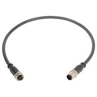 HARTING 21348485C78200 Harting M12 A-code Double Ended Overmolded Cable Assembly, 12pin, straight male to straight female, PUR Black, 20m