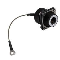 Bulgin PXM06275FANBKUS Connectors Black Anodised Aluminium Flange Mount Connector with Cap and Mounting Hardware - Unshielded - Cat5e Female