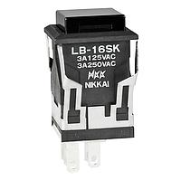 NKK Switches LB16SKW01-1F-A Pushbutton Switches ON-ON SQ BLACK BODY GRN LED BLK SPOT ILM