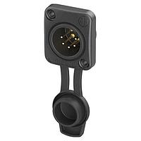 NEUTRIK NC5MDXX-TOP Connectors RECP airtight series 5 pole male - solder - black/gold - front mount, with cap