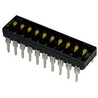CTS Electronic Components 210-10MSTF DIP Switches THROUGH HOLE, GOLD FLASH DIP SWITCH, 10-POLE, MEDIUM ACTUATOR, BOTTOM SEAL, TAPE SEAL, OFF, TUBE PACK
