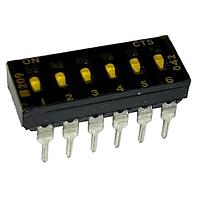 CTS Electronic Components 209-6LPSTD DIP Switches THROUGH HOLE, GOLD DIP SWITCH, 6-POLE, LOW PROFILE ACTUATOR, BOTTOM SEAL, TAPE SEAL, STRAIGHT TERMINAL FORM, TUBE PACK