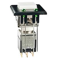 NKK Switches EB2085G-B-J33AFF Light Touch Switches DPDT GOLD CONT WHITE BLK BEZEL GRNGRN LED