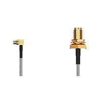 GCT (Global Connector Technology) CAB469RF-0050-A-1 RF Cable Assemblies MMCX R/A plug2SMA (F) BH, R Mt, wO-Ring. 6Ghz 50mm Washer and nut RG178,Brwn. .